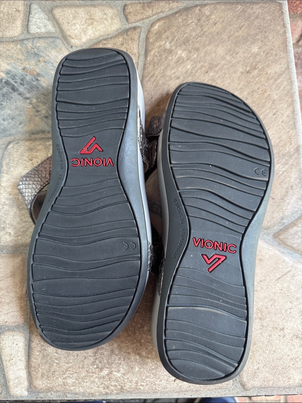 Vionic Ellie Silver Snake-Print Slide Sandals - Picture 3 of 4